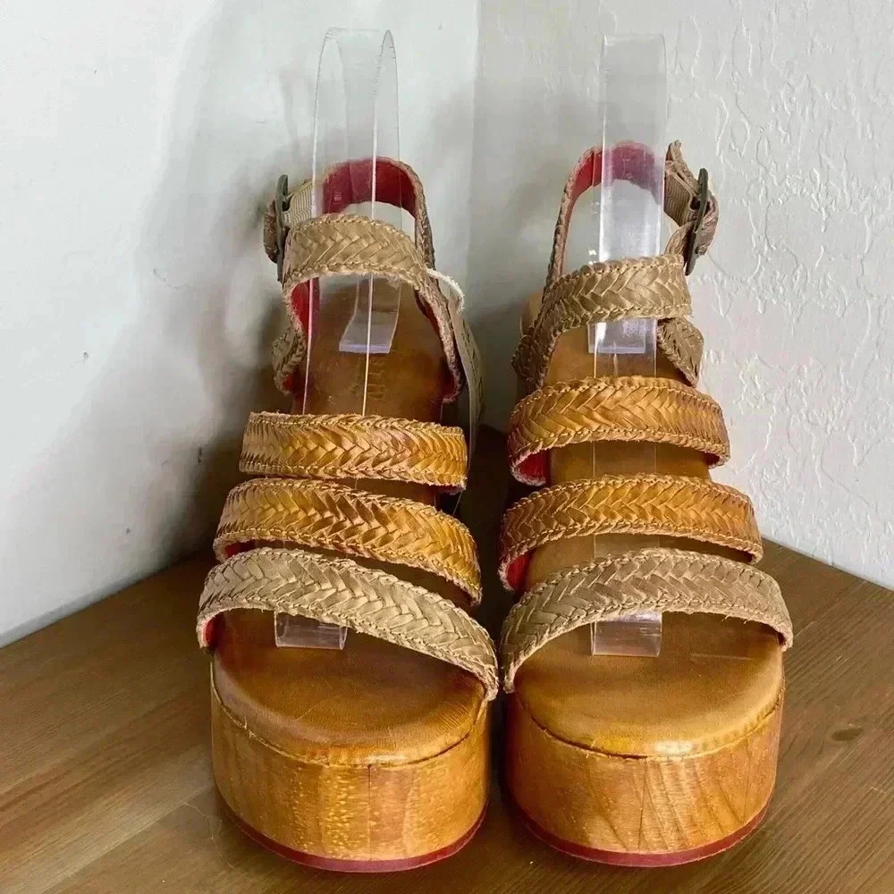 NEW Bed Stu Voicing Braided Leather Platform Sandals Size 9